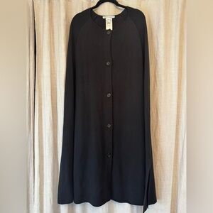Girl With Curves Button Front Cardigan Cape - Black - XS/S